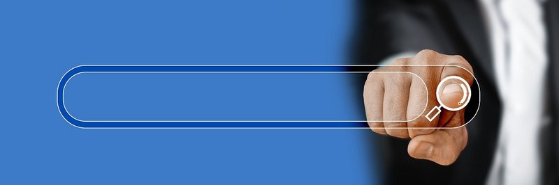 Ein Finger der auf eine digitale Suchleiste zeigt